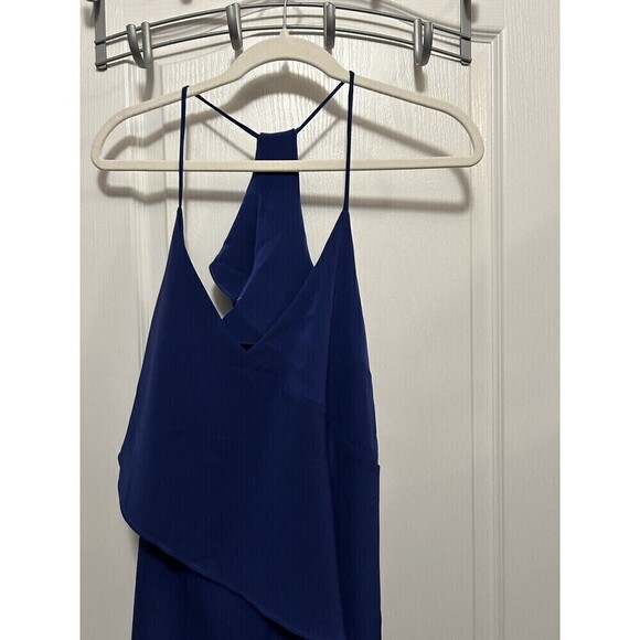 A by Amanda Uprichard Cascading Ruffle Dress in Blue Women’s Size M Sleeveless - Picture 4 of 15